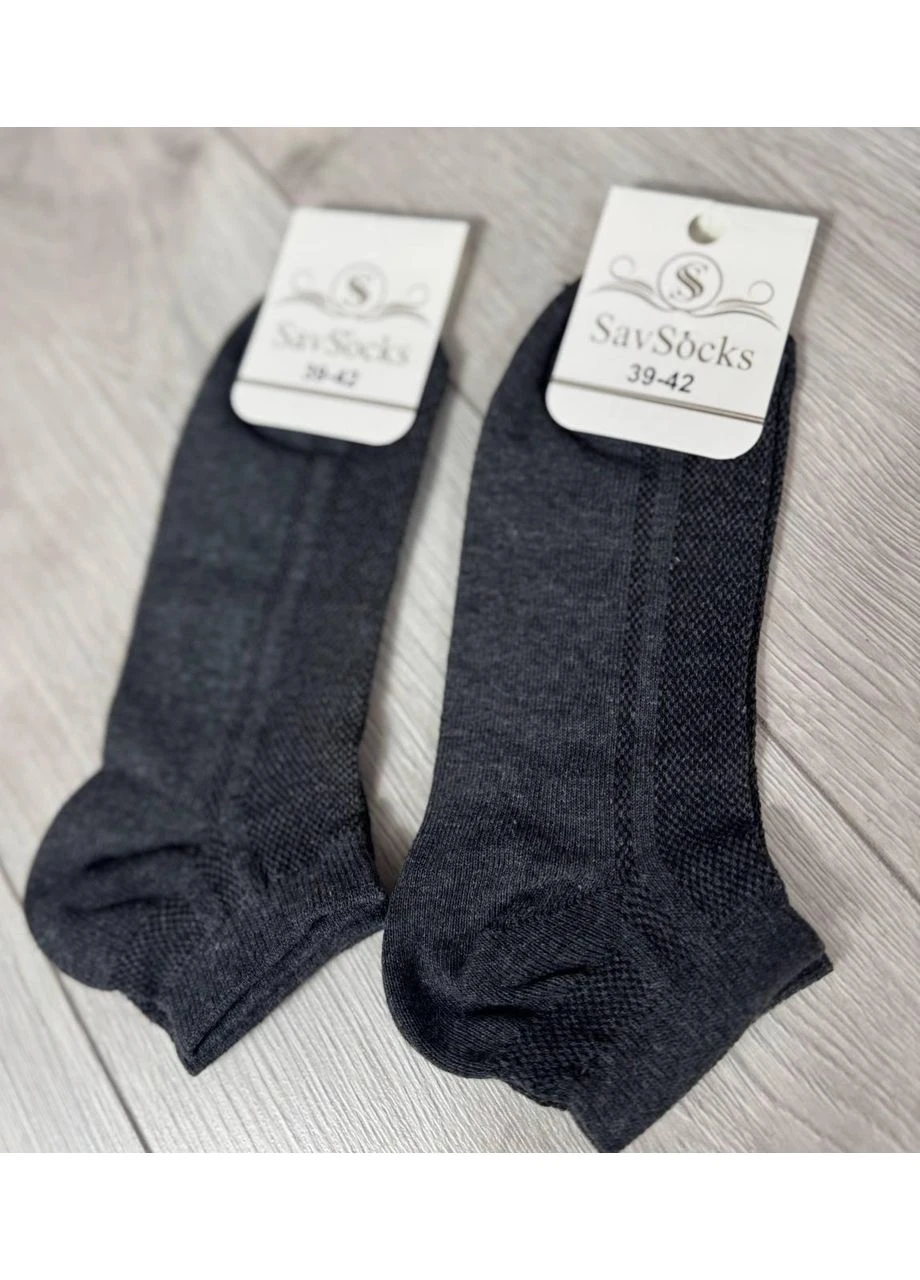Тёмно-серые носки сетка 39-42 т.серые 12 пар SavSocks (385323012)