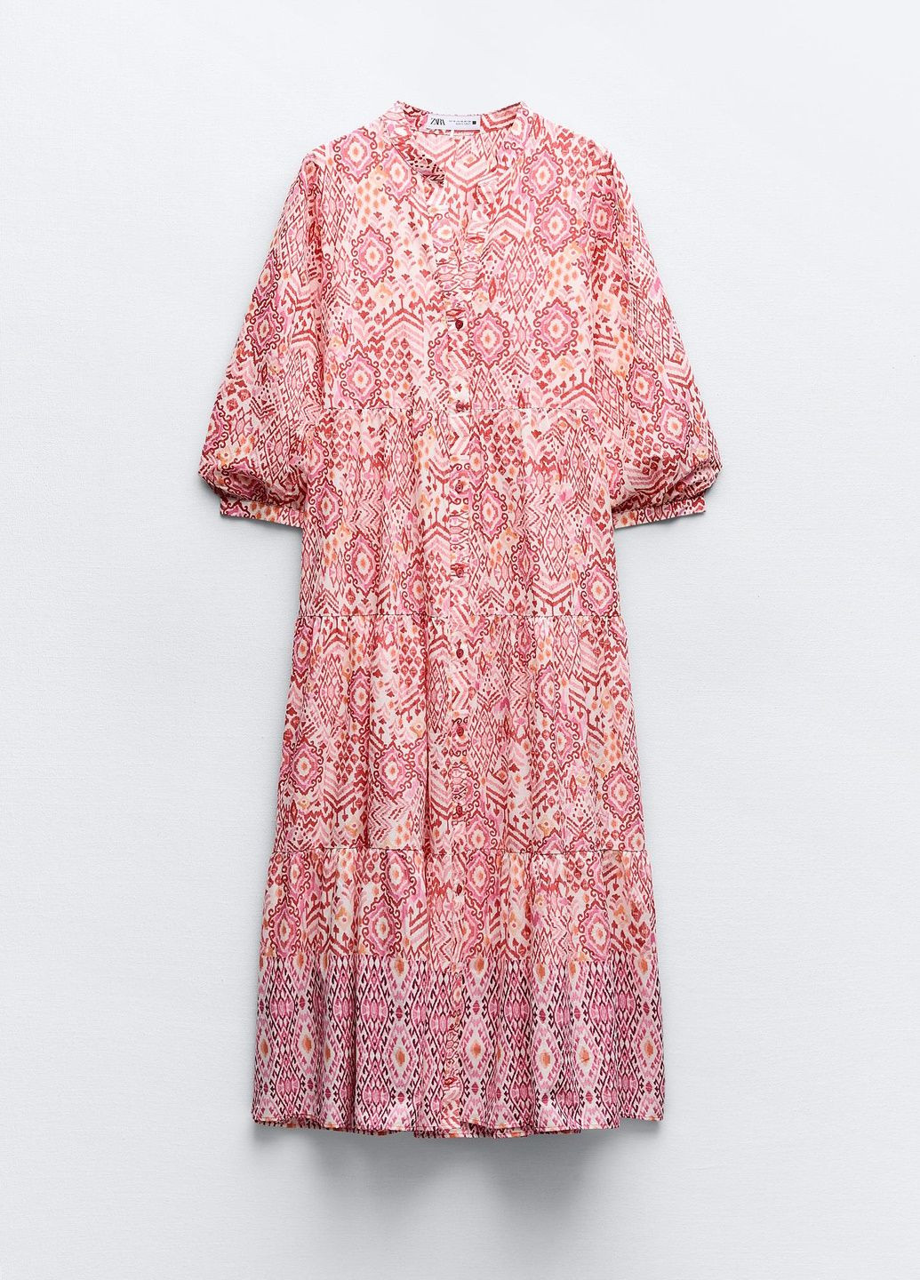 Розовое повседневный платье Zara с абстрактным узором