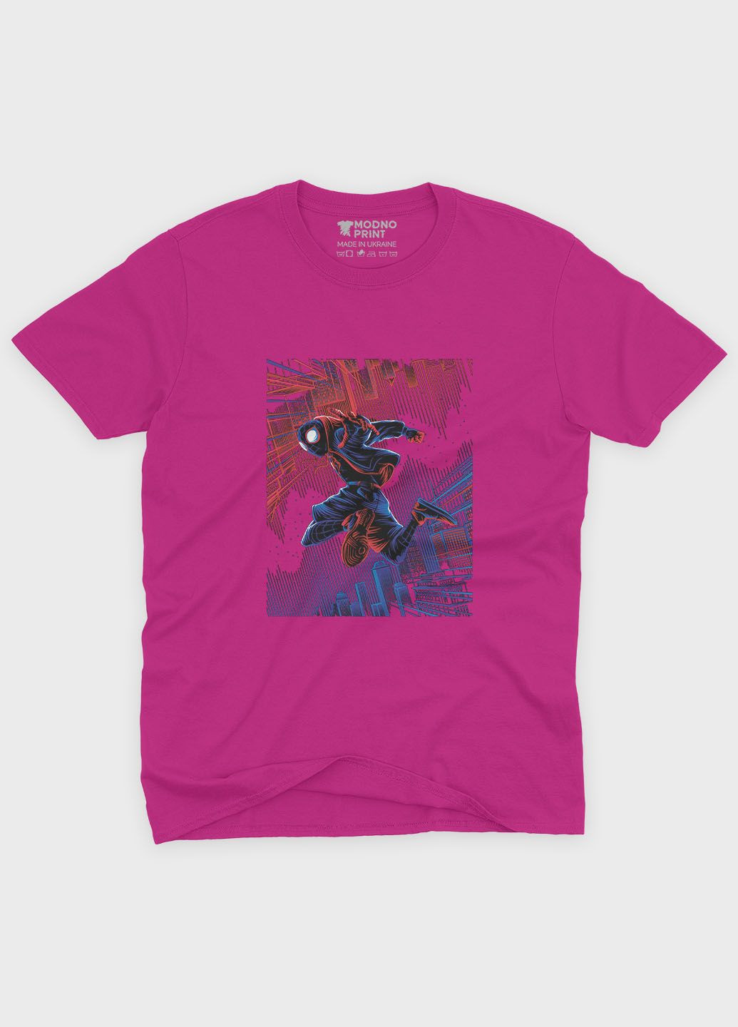 Розовая демисезонная футболка для мальчика с принтом супергероя - человек-паук (ts001-1-fuxj-006-014-061-b) Modno