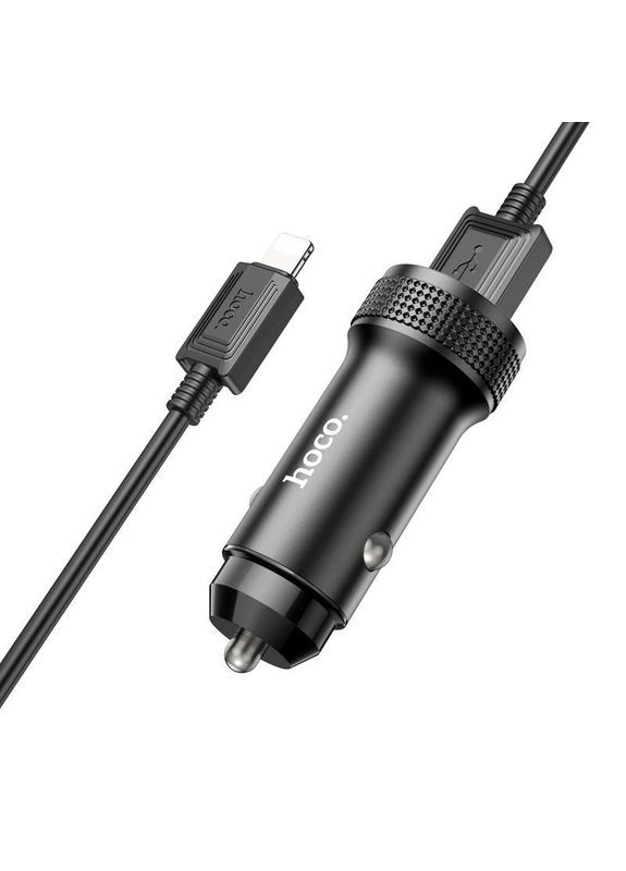 Адаптер автомобильный Lightning Cable Level dual port car charger Z49 комплект черный Hoco (277634614)