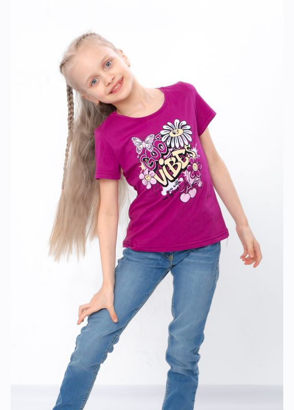 Розовая летняя футболка для девочки фиолетовый носы свое (6012-2-v40) Носи своє