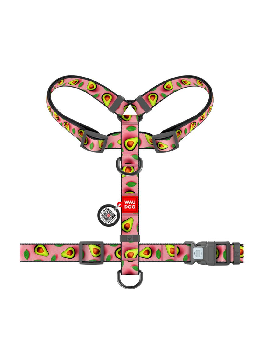 Шлея для собак анатомічна H-подібна Nylon з QR-паспортом, L, Ш 25 мм, А 50-90 см, В 60-100 см WAUDOG (322642259)