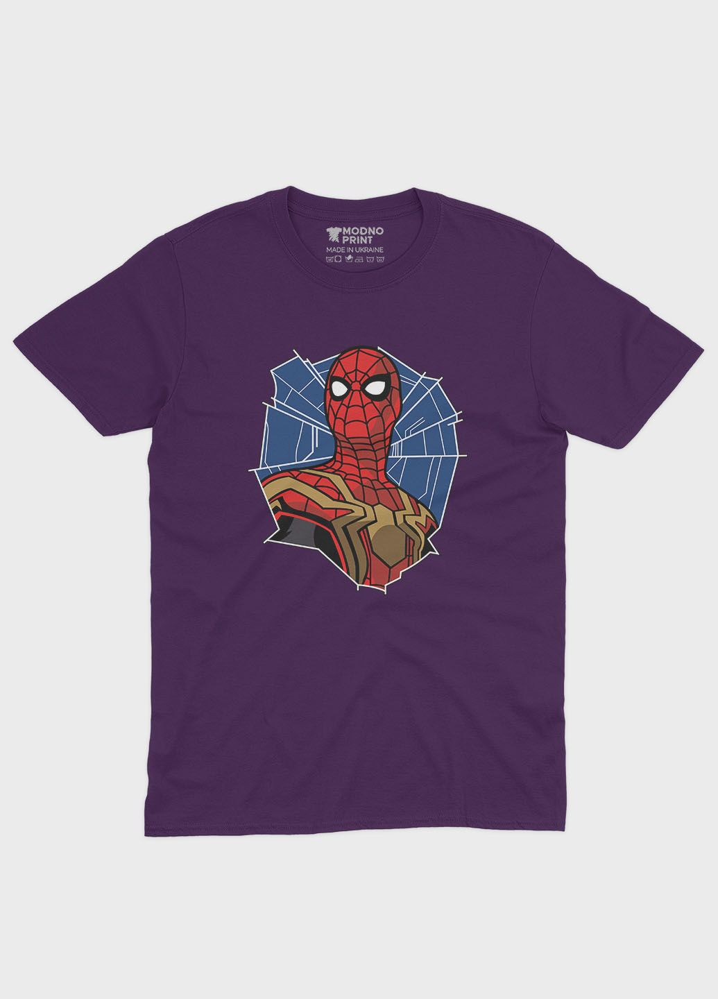 Фиолетовая демисезонная футболка для мальчика с принтом супергероя - человек-паук (ts001-1-dby-006-014-092-b) Modno