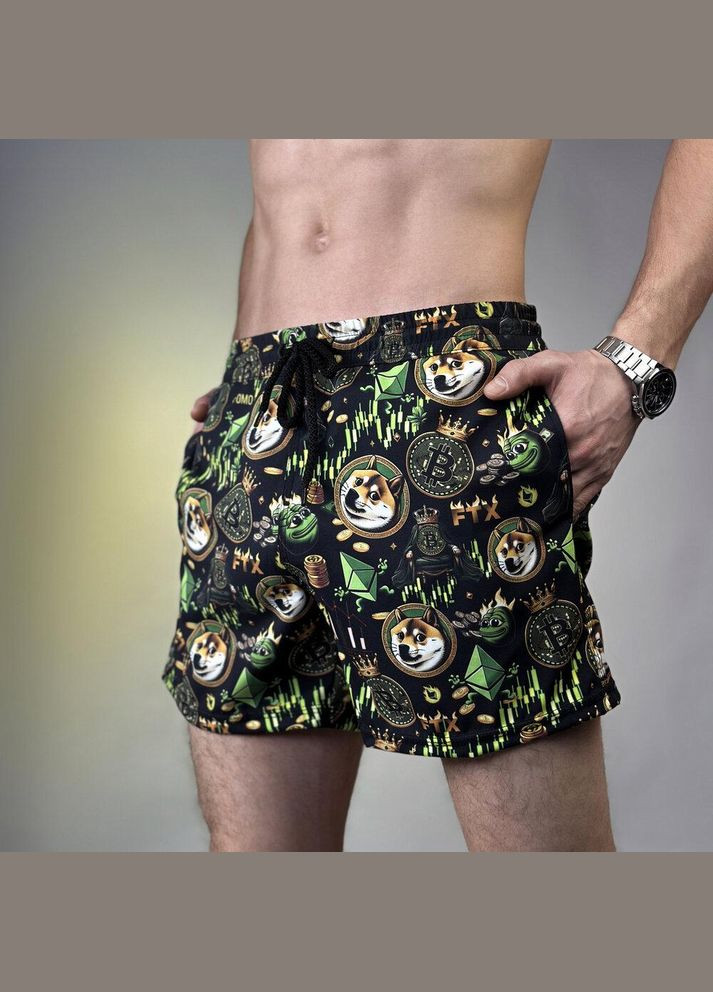 Чоловічі шорти для плавання чорні з принтом No Brand (346085236)