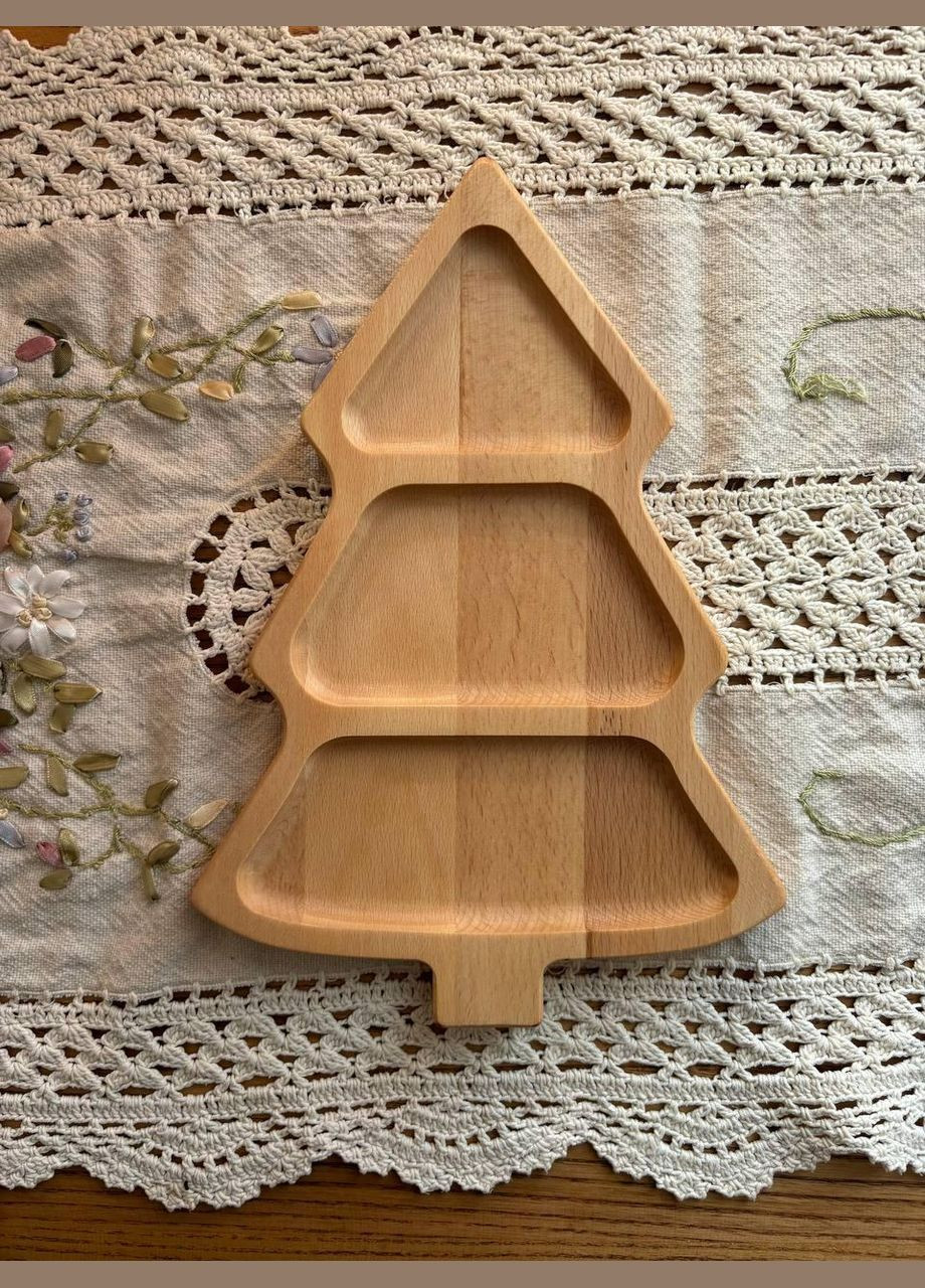 Деревянная Буковая монашественница в форме Елки 29x22 см. Менажница Елка Бук No Brand (330774563)