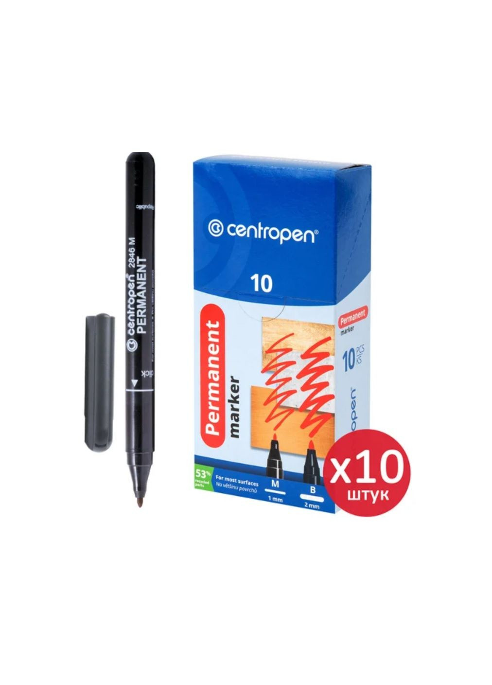 Маркер "" 2846 тонкий чорний (оригінал) (10/1000) Centropen (366038264)