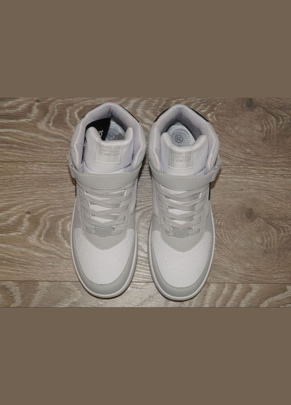 Цветные повседневные, кэжуал осенние хайтопы подростковые демисезонные / ботинки подростковые демисезонные белые с серым FDEK