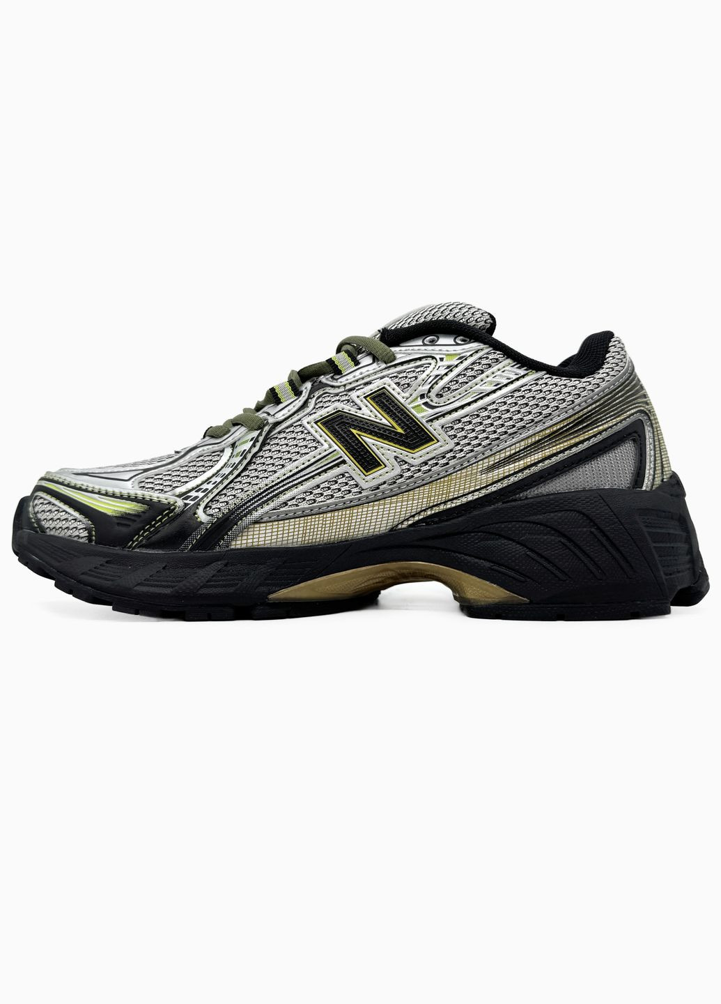 Серебряные демисезонные кроссовки мужские new balance 740 silver yellow black | нью беланс 740 серебряные No Brand