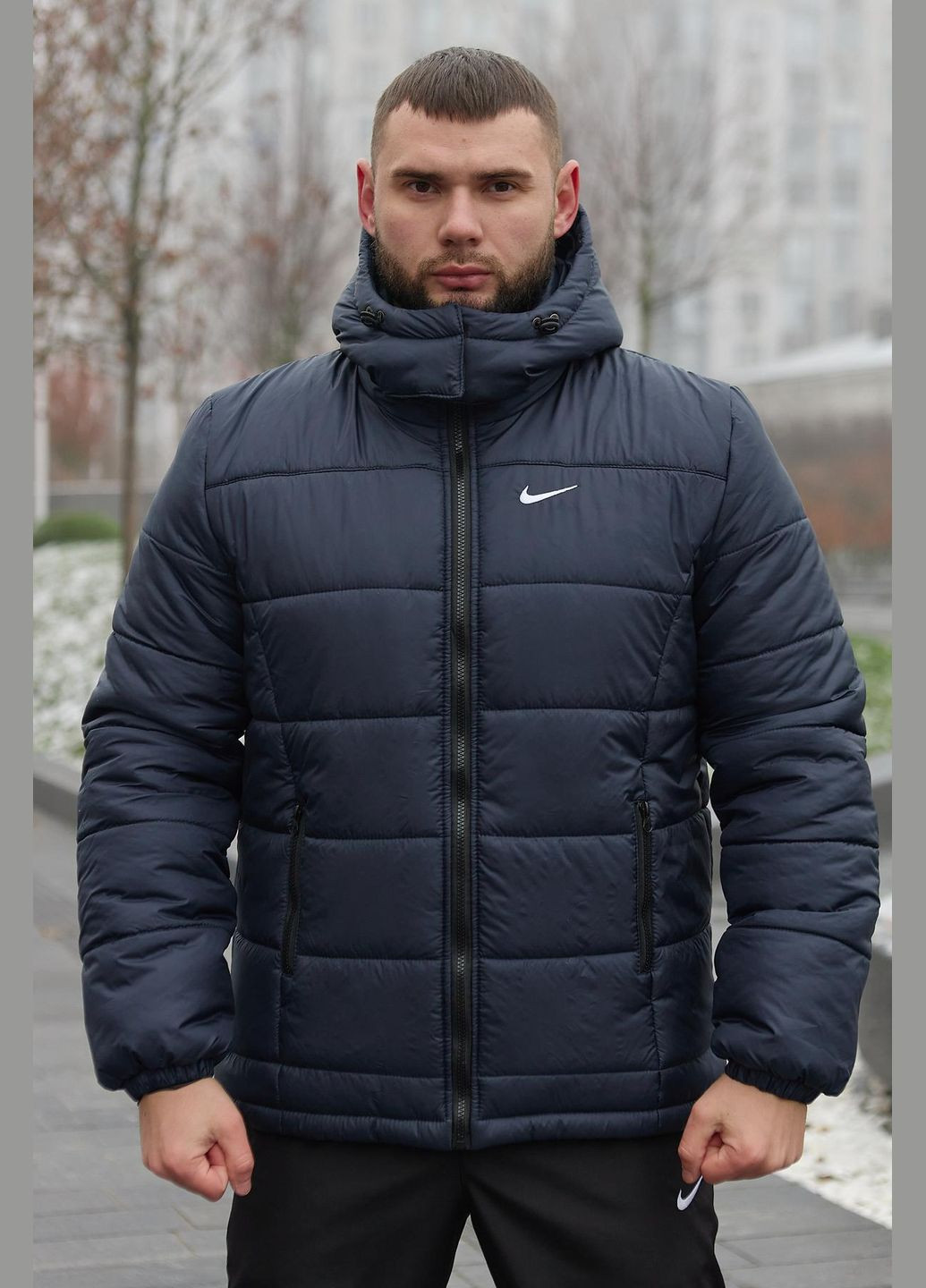 Темно-синя куртка зимова чоловіча з лого nike Vakko