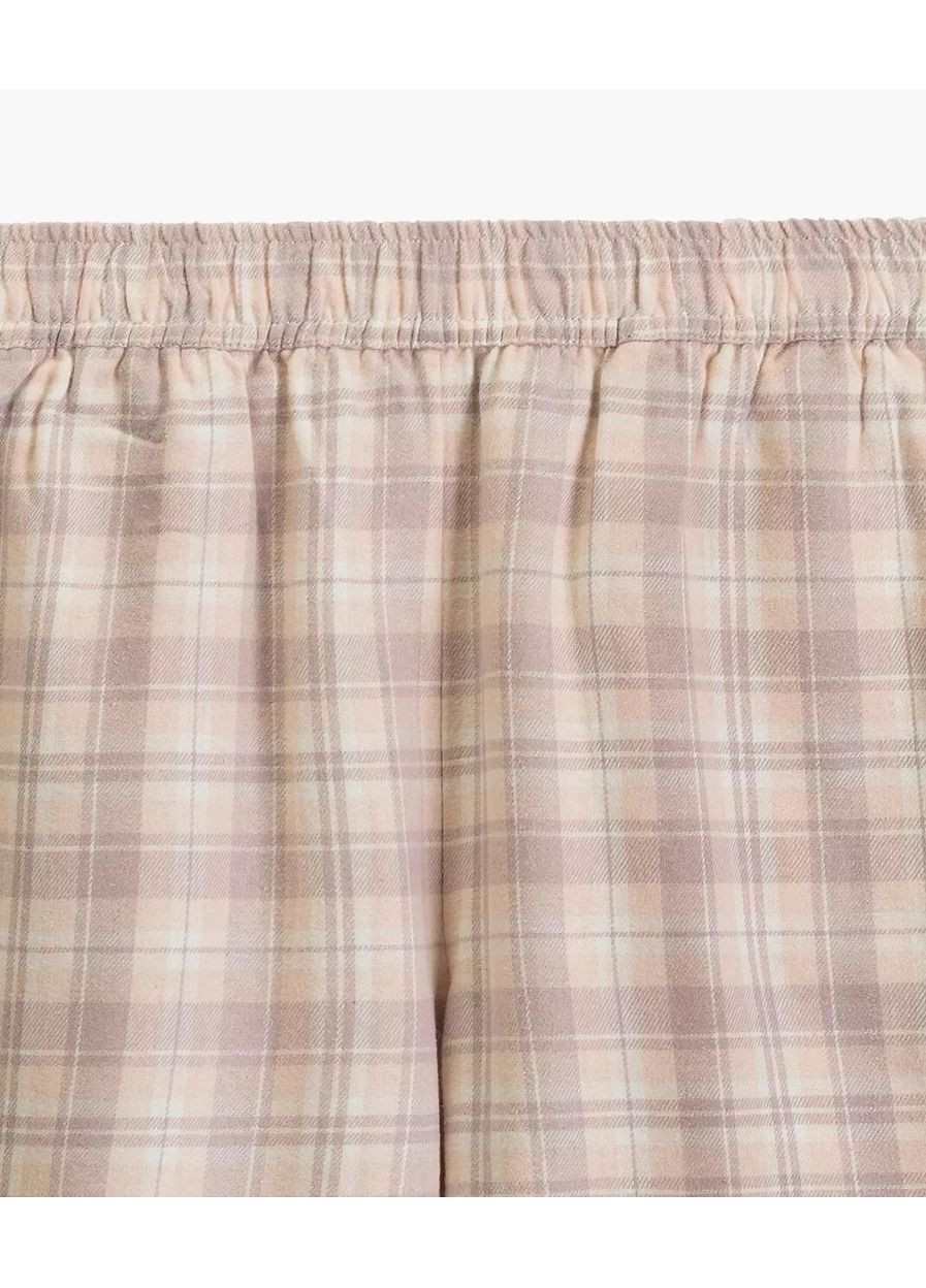 Светло-бежевая зимняя пижама женская фланелевая в клетку nlp 505 /2 рубашка + брюки Atlantic