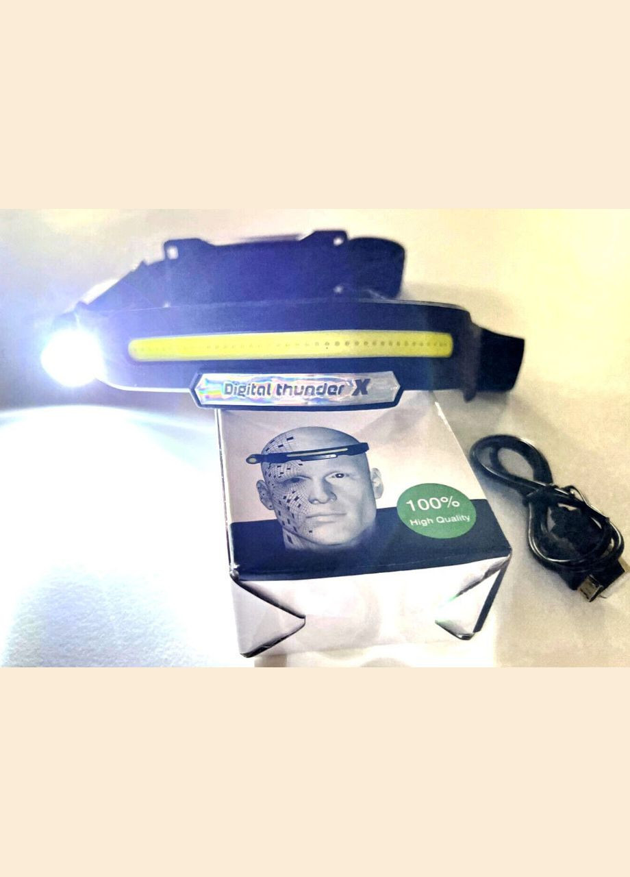 Мощный аккумуляторный налобный фонарь Digital thunder 518 гибкий на голову яркий мощный с датчиком движения Bailong (297331111)