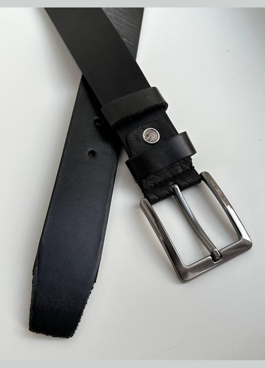 Чоловічий чорний ремінь з пряжкою натуральна шкіра 502002 No Brand (315424556)