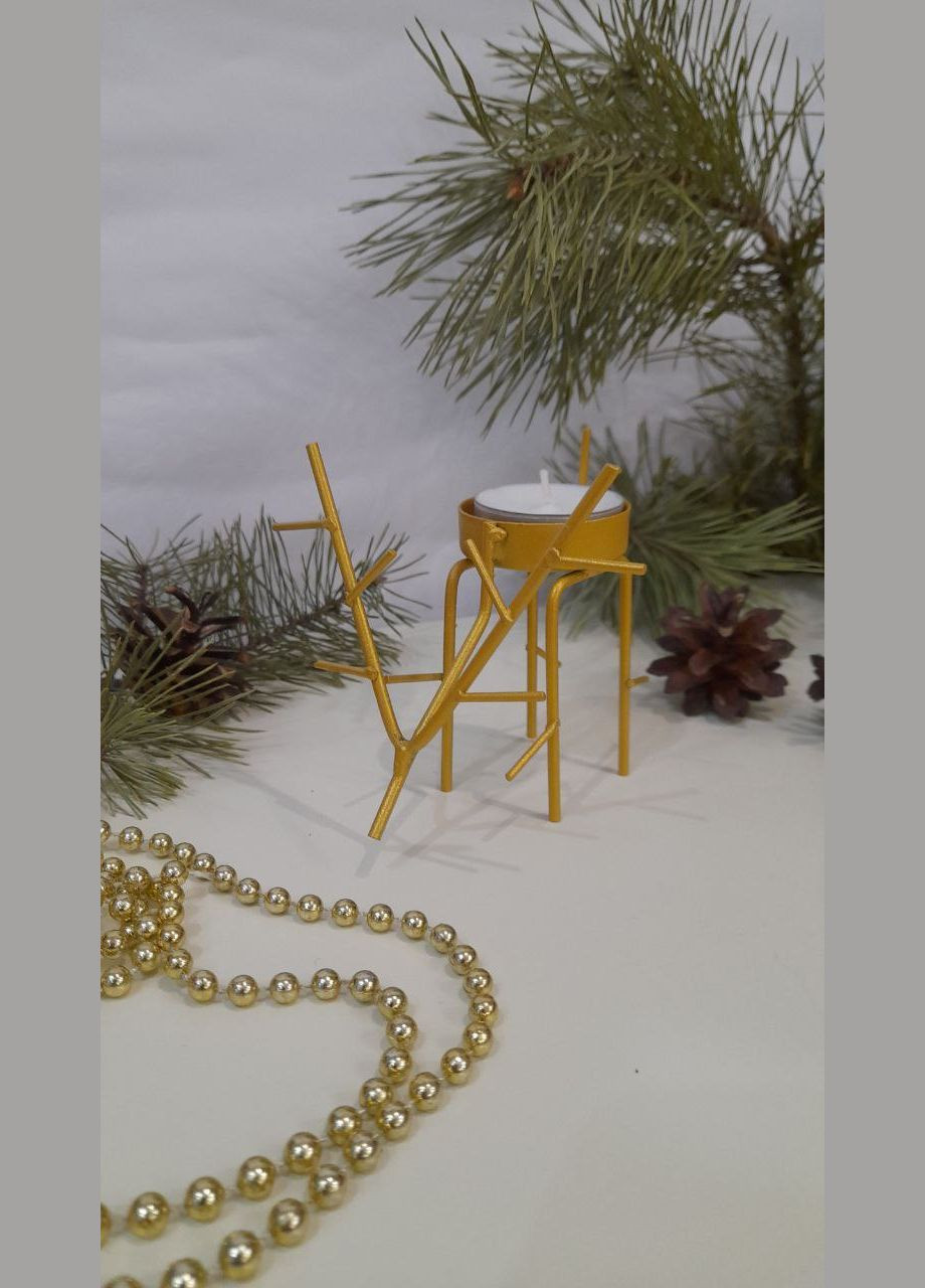 Подсвечник Олень золото 10*8*5 см (241027) Гранд Презент (305412810)