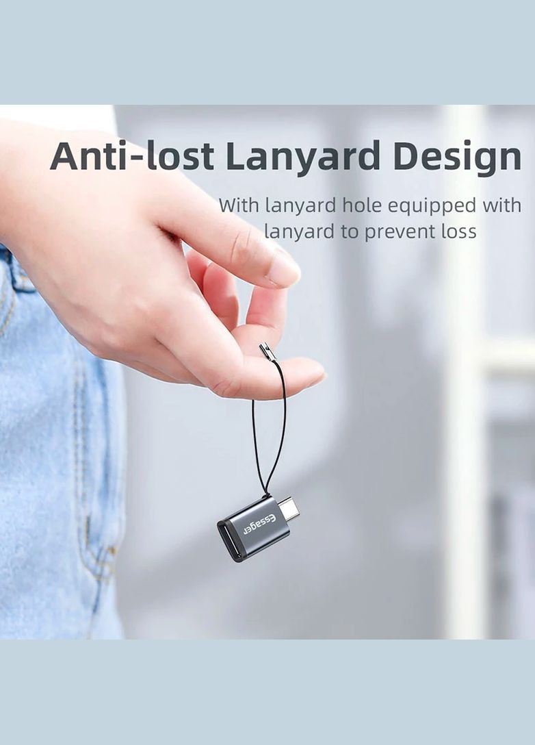Перехідник OTG USB3.0 на Type-C Mini Fast Charge Black Essager (300523853)