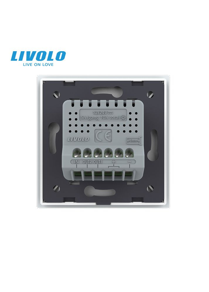 Сенсорна кнопка 2 сенсора 12/24В білий скло (VL-FC2HC-2WP) Livolo (370970838)