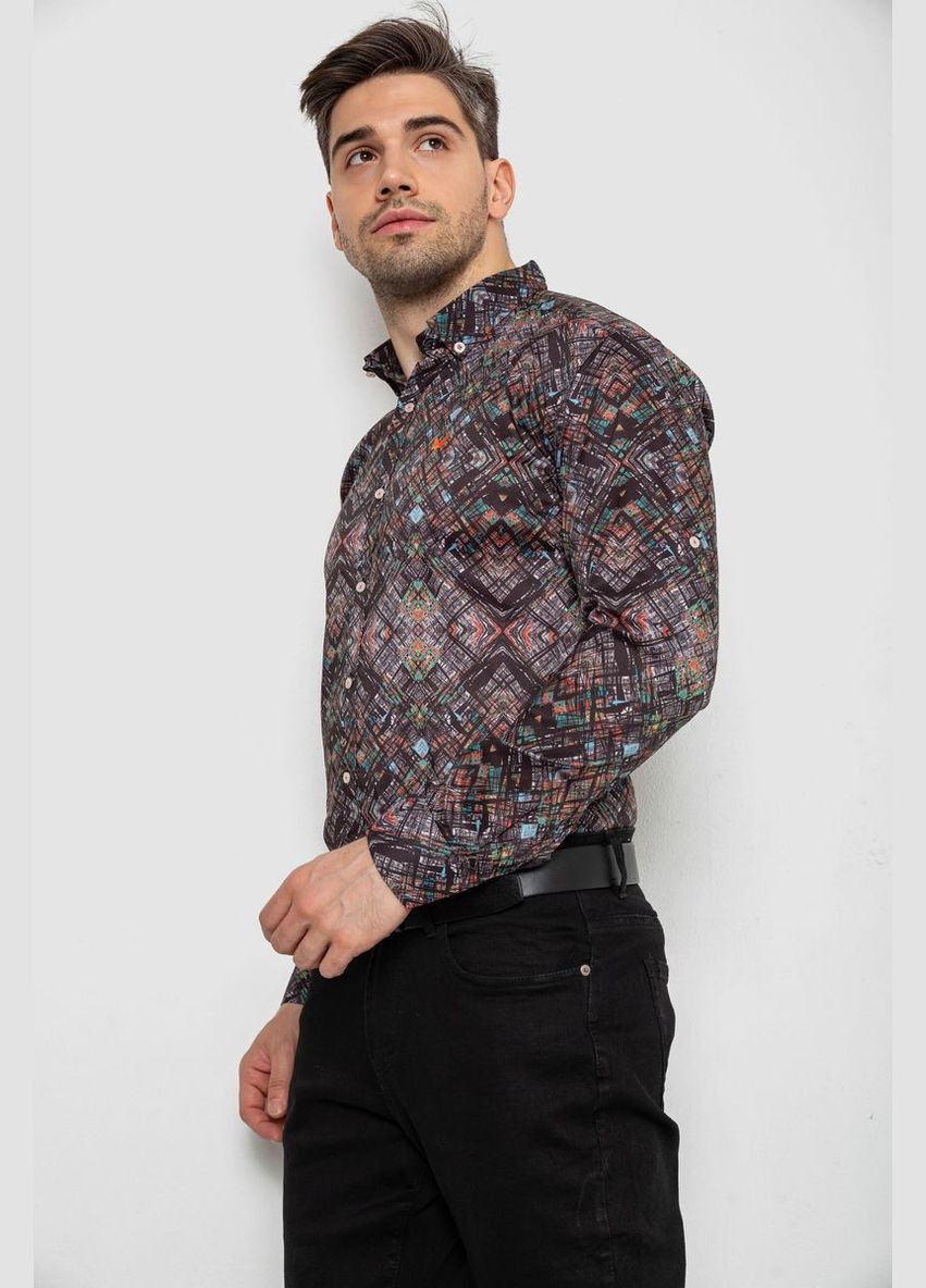 Сорочка чоловіча з принтом, колір коричневий, 214R2684 Ager (341828050)