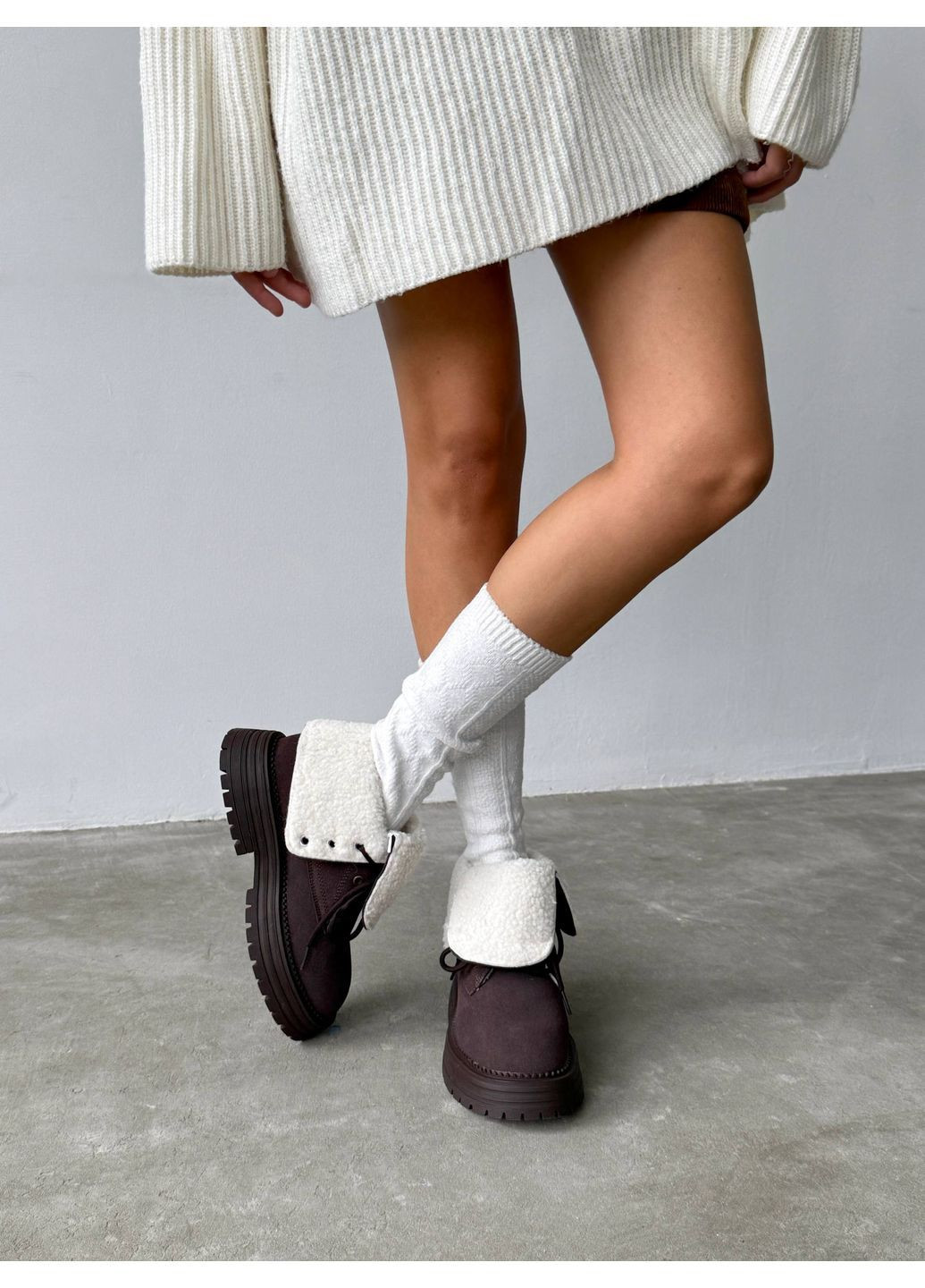 Зимние зимние ботинки teddy Helen из натуральной замши