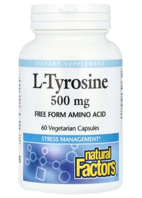 L-Tyrosine 500 mg 60 Veg Caps Natural Factors (300109310)