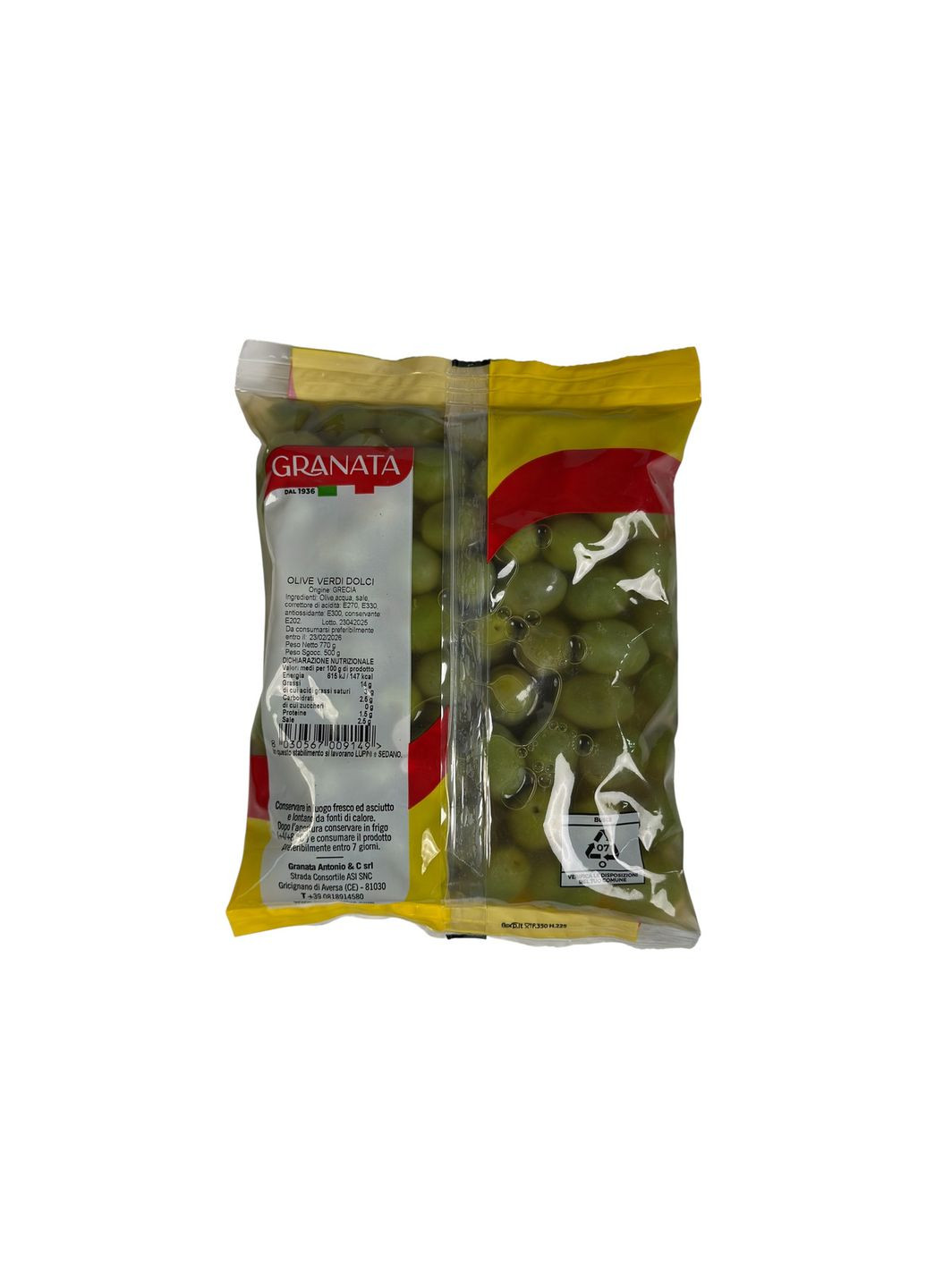 Оливки зелені солодкі з кісткою грецькі olive verdi dolci grecia, 770 г Granata (369144727)