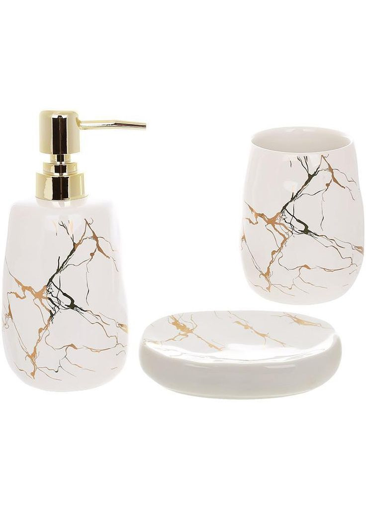 Набор аксессуаров Bright для ванной комнаты "Golden Marble" 3 предмета, керамика Bona (339776050)