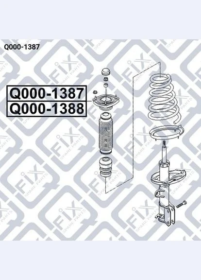 Опора заднього амортизатора, ліва Q000-1387 TUCSON SPORTAGE 2004-2011 55310-1F000 Q-FIX (345736023)