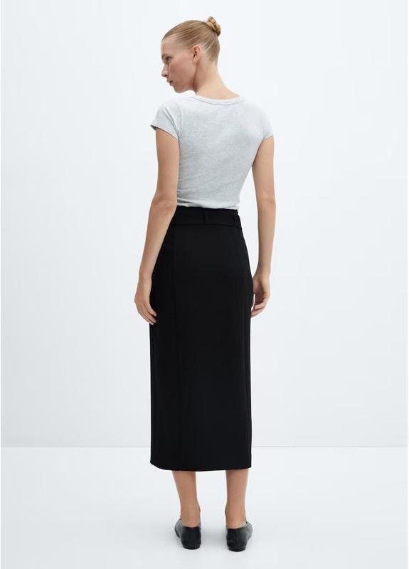 Чорна спідниця юбка міді олівець з розрізом по фігурі базова Mango (370796416)