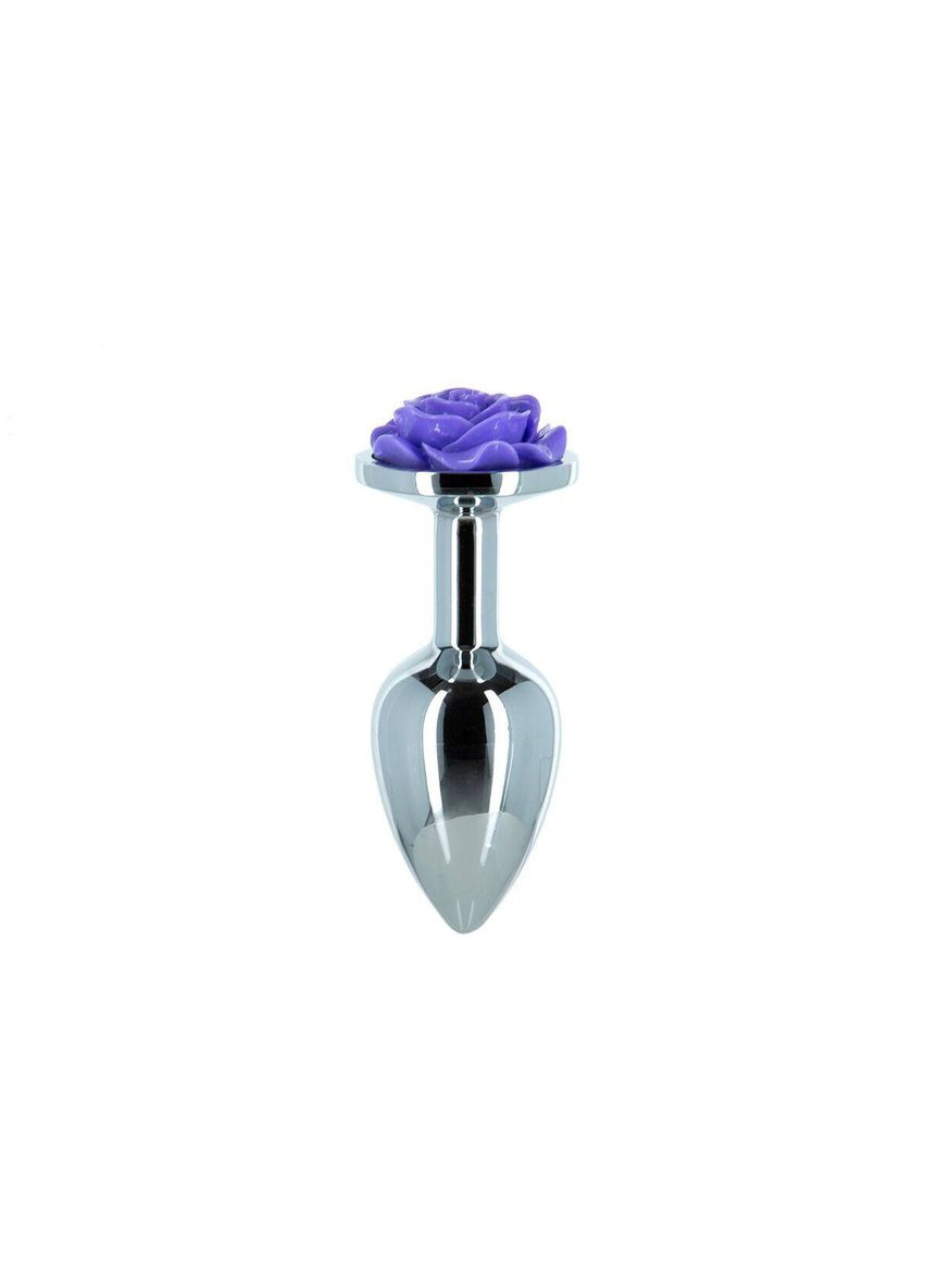 Металлическая анальная пробка Lux Active с розой - Rose Anal Plug - Purple, виброшар в подарок No Brand (366878221)