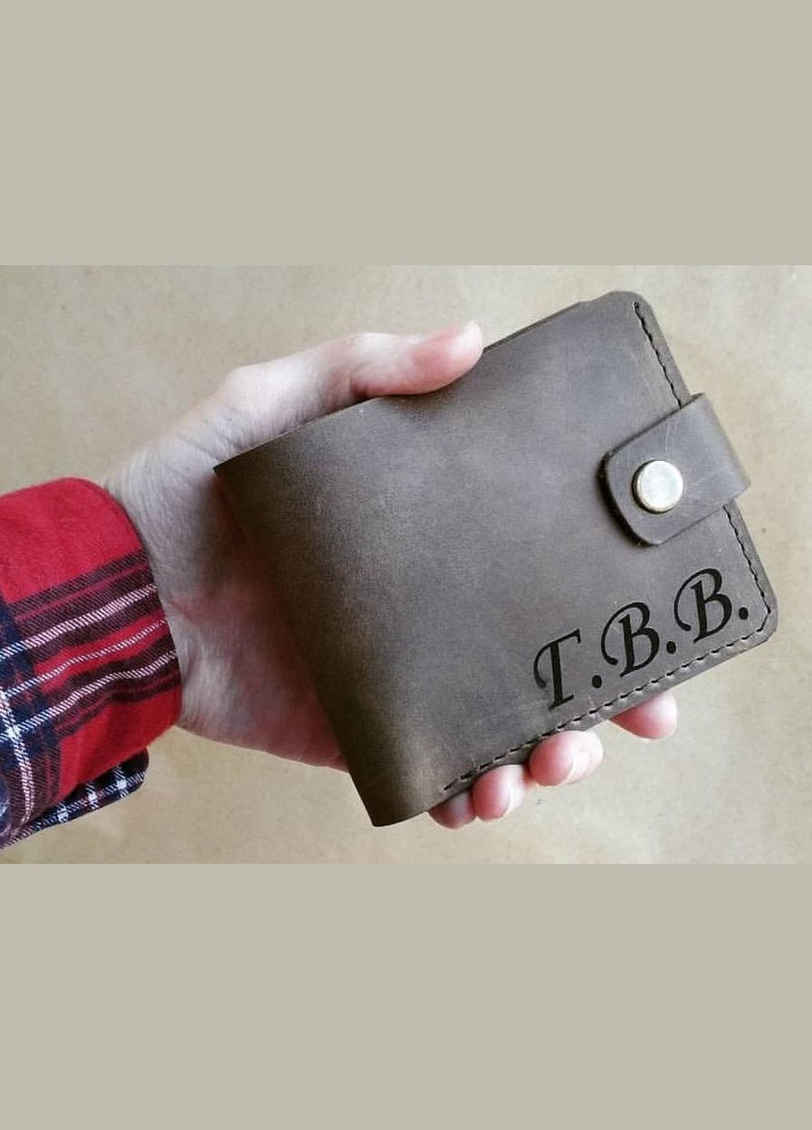 Шкіряний гаманець з іменним гравіюванням Best унісекс гаманець, коричневий, 11*9 см No Brand (334702058)