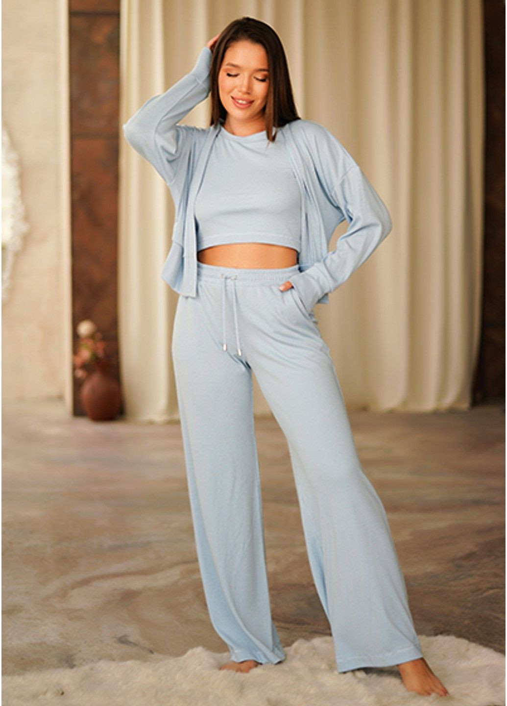 Голубая 3229 amanda брюки домашние женские Komilfo