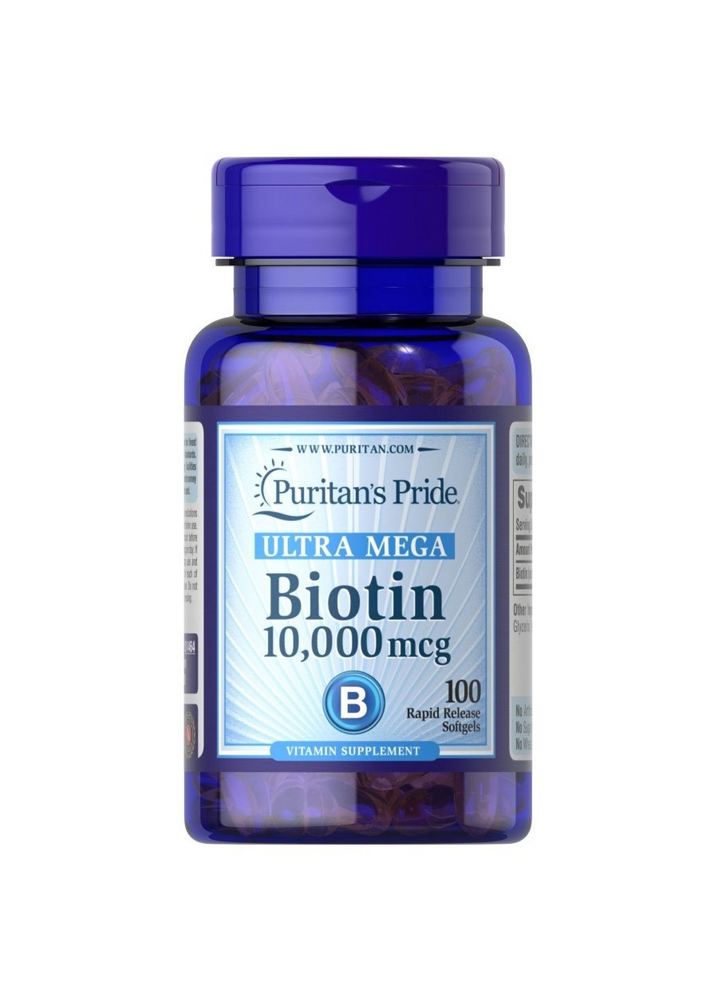 Витамины и минералы Biotin 10000 mcg, 100 капсул Puritans Pride (293341145)