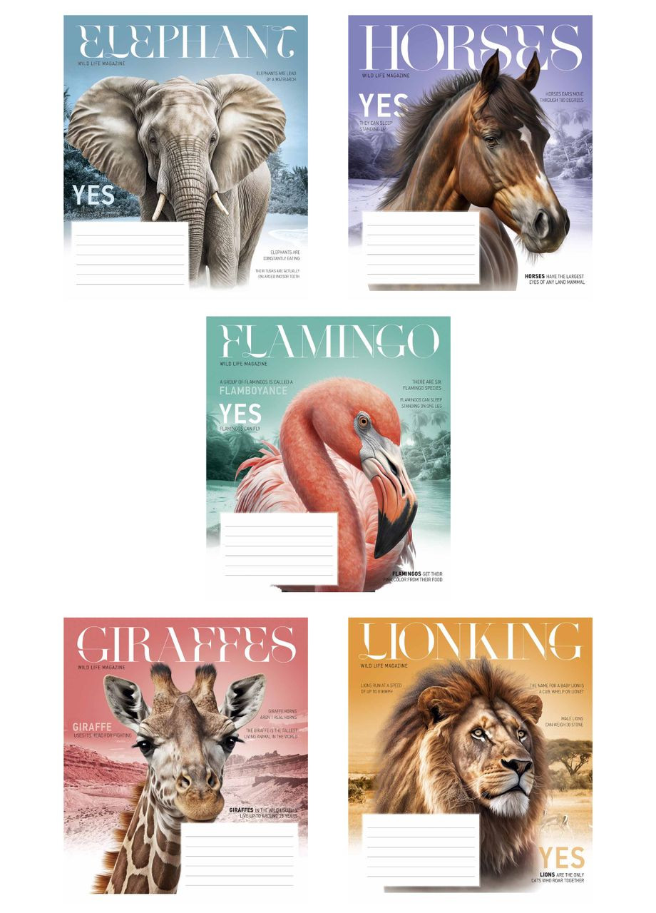 Тетрадь ученическая, набор 5 шт, Fauna magazine ВД-лак. Школярик (349469097)