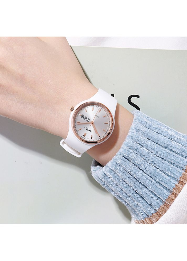 Годинники білі жіночі кварцові з календарем стрілочні для повсякденного носіння стильні ProDobro (367264725)