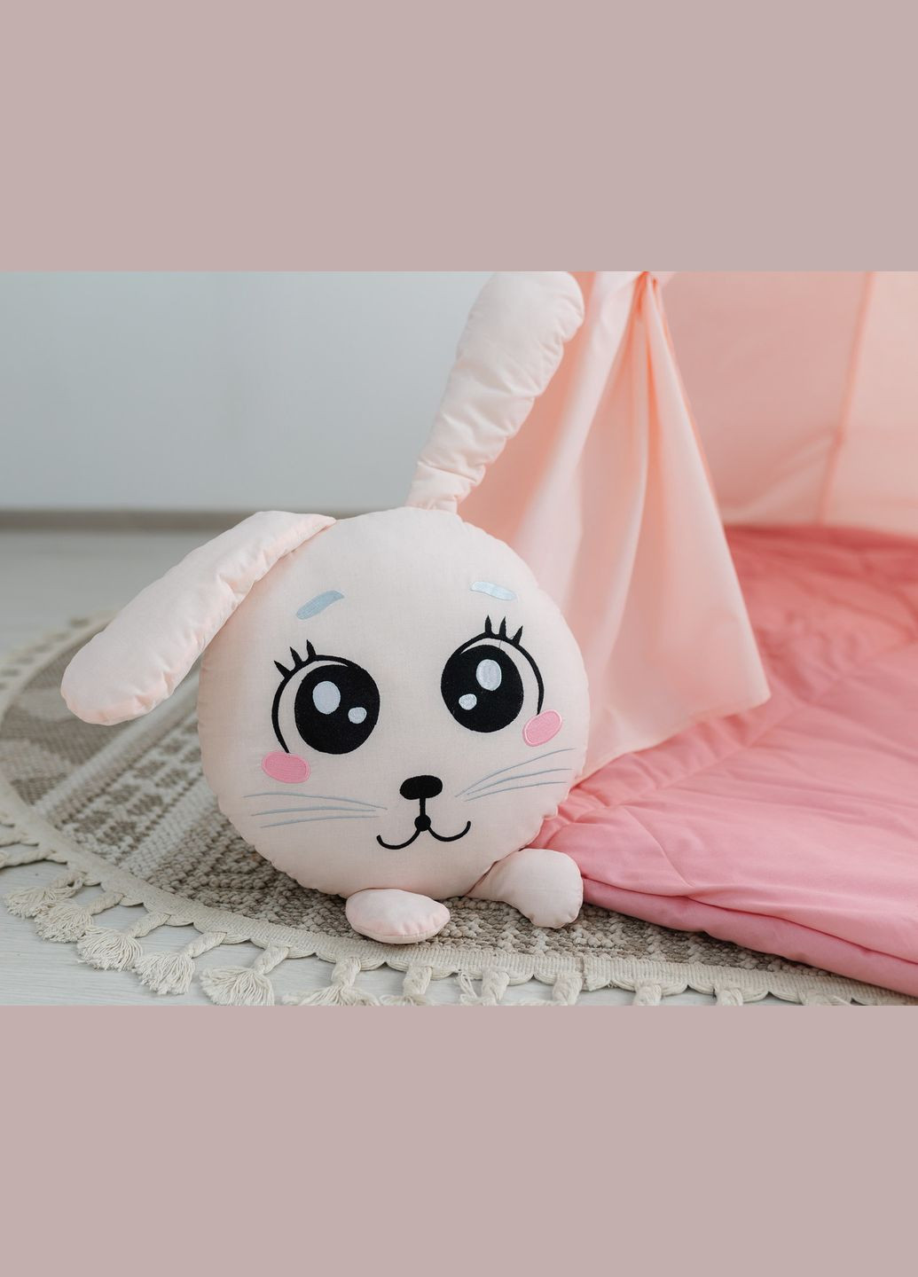 Вігвам для дітей Пухнасті друзі Пудровий з об'ємним ковриком. Повний комплект No Brand (316256956)