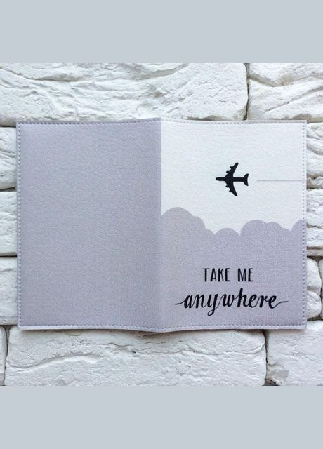 Обкладинка для паспорта Take me anywhere (сірий) No Brand (301083518)