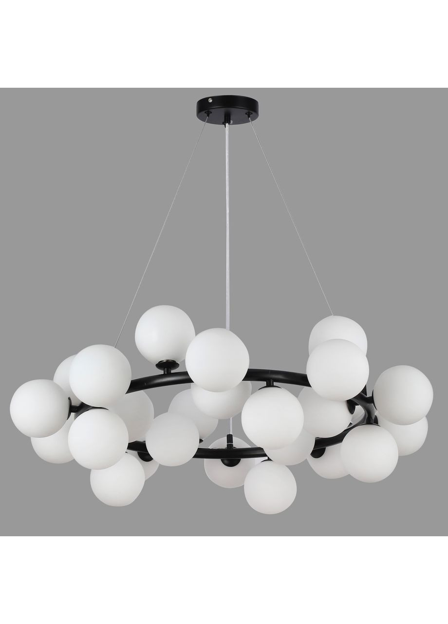 Чорна кругла люстра на 25 ламп з білими плафонами (84-1019-25 BK+WH) No Brand (370072489)