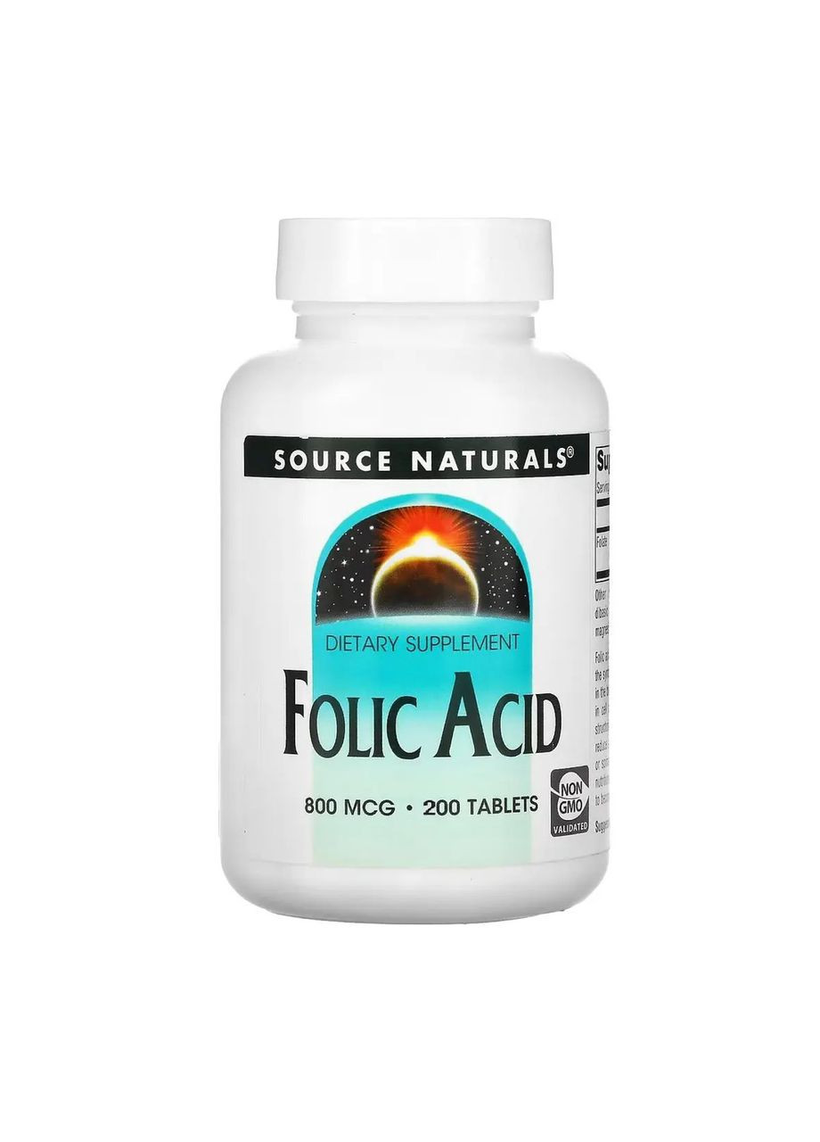 Folic Acid 800 mcg - 200 tabs Source Naturals (369396655)