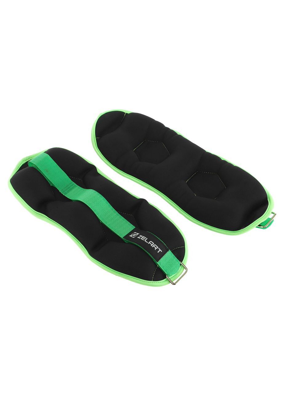 Утяжелители-манжеты для рук и ног Pro (2 x 2кг) (неопрен, металлические шарики, черно-салатовый) Zelart (361439146)
