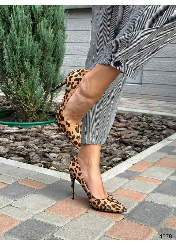Mei De Li Жіночі замшеві туфлі на високих підборах 1622 Леопард коричневий з штучна замша, китай — демісезон (349479578)