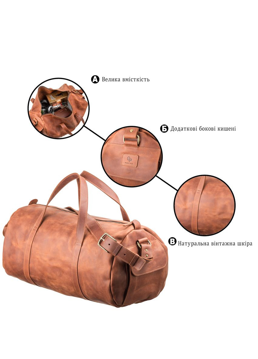 Сумка дорожная Grande Pelle винтажная кожа коричневая (sku_11047) No Brand (327819918)