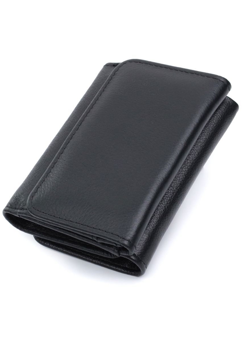 Женский кожаный кошелек тройного сложения с монетницей и магнитом черный (sku_22722) No Brand (328218473)