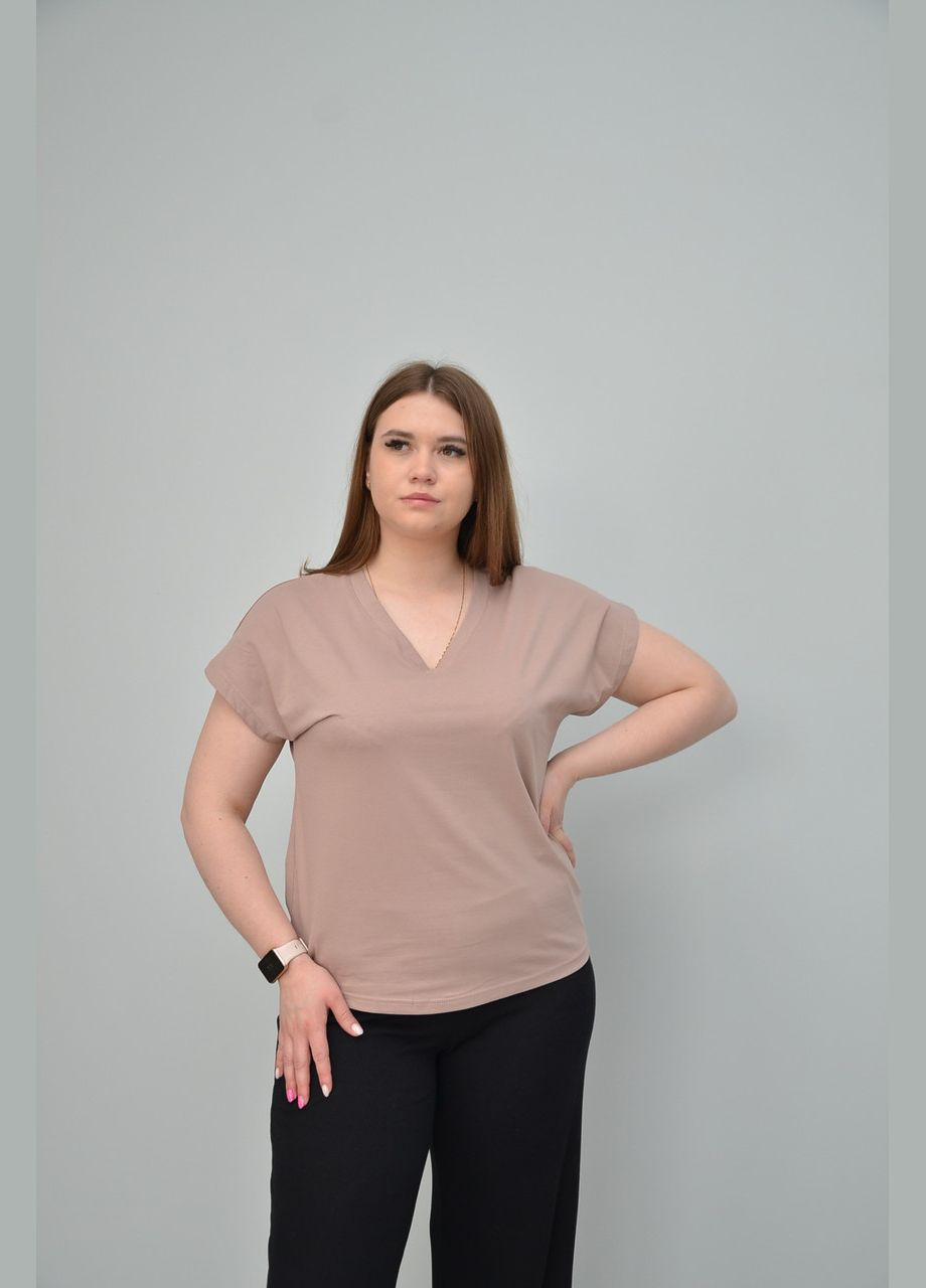 Бежевая всесезон женская повседневная футболка, (2xl,, 4xl, 5xl) 3xl No Brand