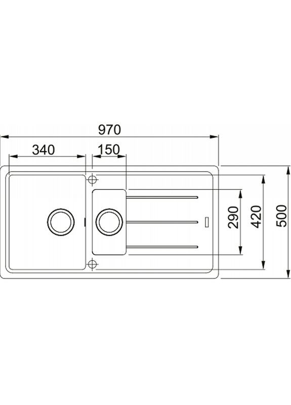 Мойка кухонная Basis фрагранит, прямоугольная, с крылом, 970х500х200мм, чаша - 2, врезная, оникс FRANKE (360400005)