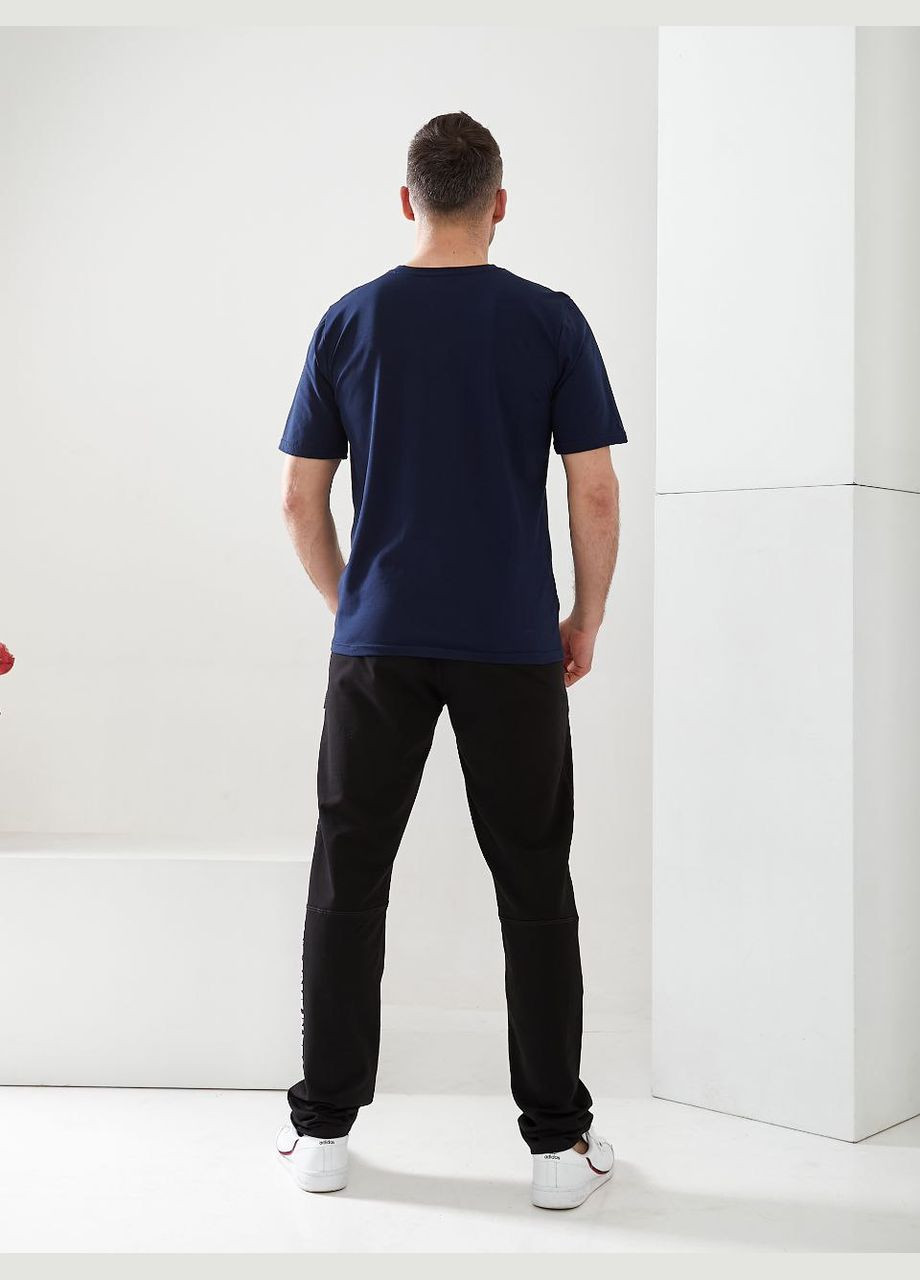 Темно-синяя футболка мужская с коротким рукавом No Brand