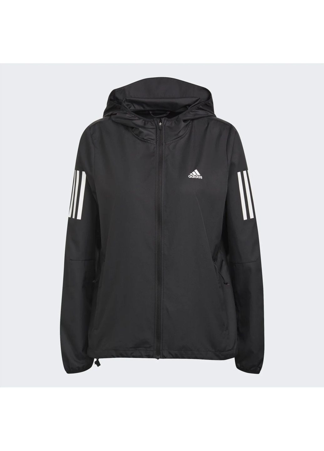 Чорна вітровка жіноча own the run hooded running windbreaker black h59271 adidas