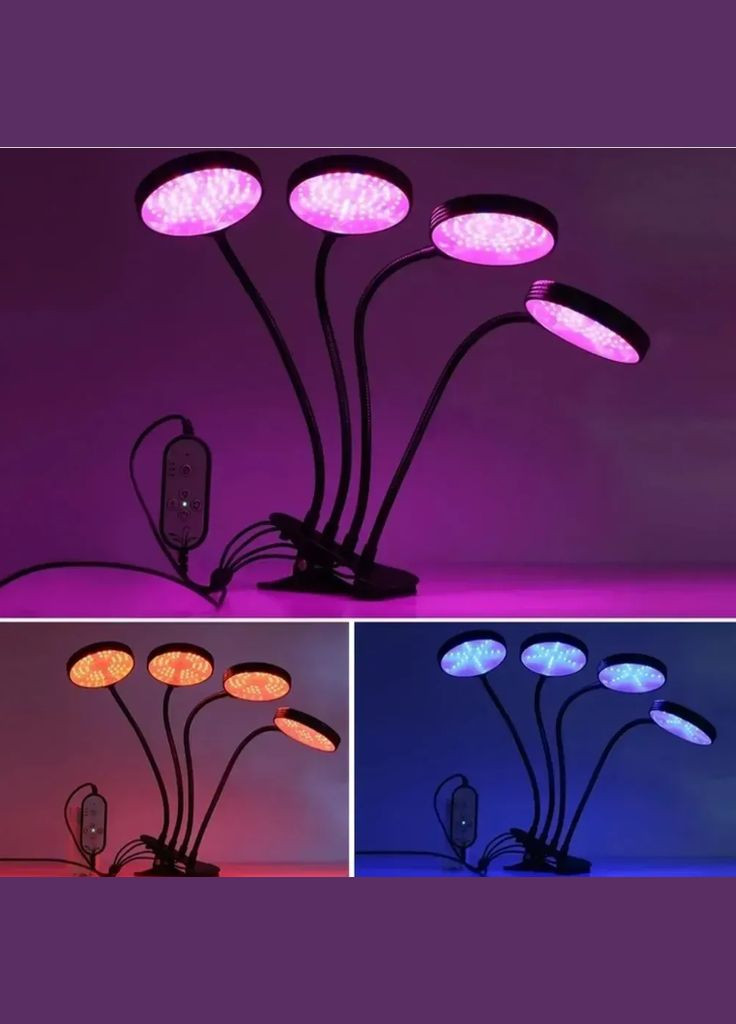 Фитолампа для растений на 4 ветки от USB, с таймером, R4 / Ультрафиолетовая лампа для выращивания растений No Brand (344465650)