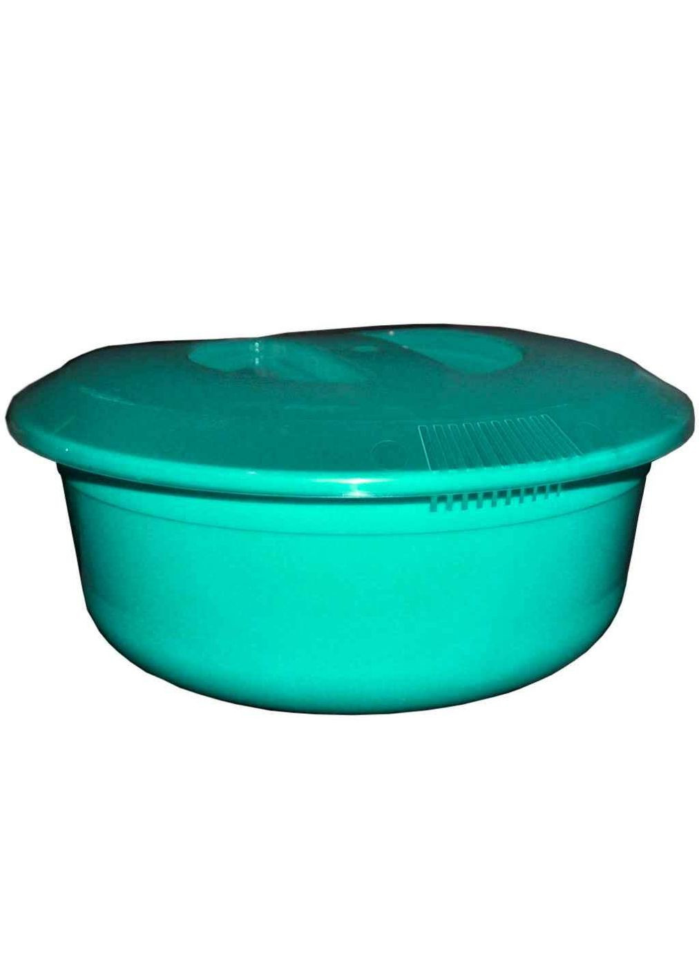 Миска пл. 5л з кришкою та сіткою для зливу бірюзо ТМ Консенсус (306631414)