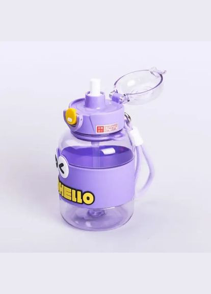 Дитяча пляшка для води HELLO-HELLO 680 мл з ремінцем, фіолетовий Yiwu (326599370)