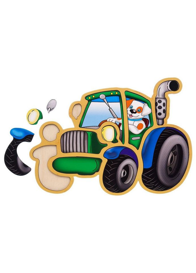 Дерев'яний пазл-вкладиш "Трактор" (ПСД119) PSD119 пазл-контур Ubumblebees (317348329)