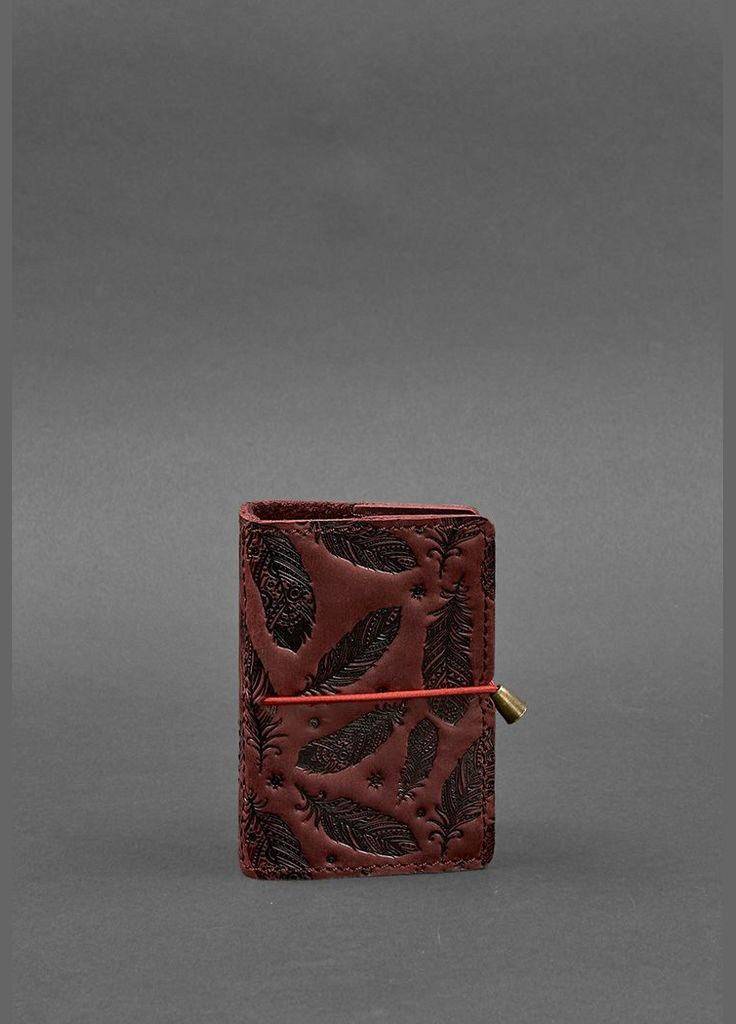 Жіночий шкіряний кард-кейс 7.0 бордовий з пір'ям (A-026158) BlankNote (328444853)