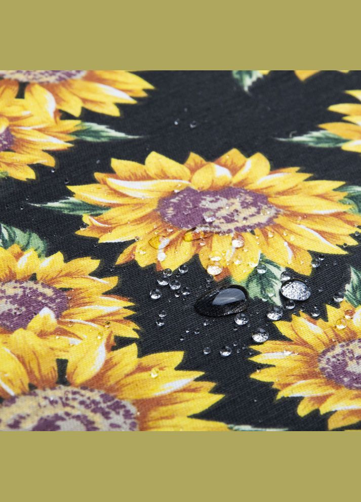 Тканина декоративна FRANK з водовідштовхувальним просоченням соняшник чорна IDEIA (275870788)